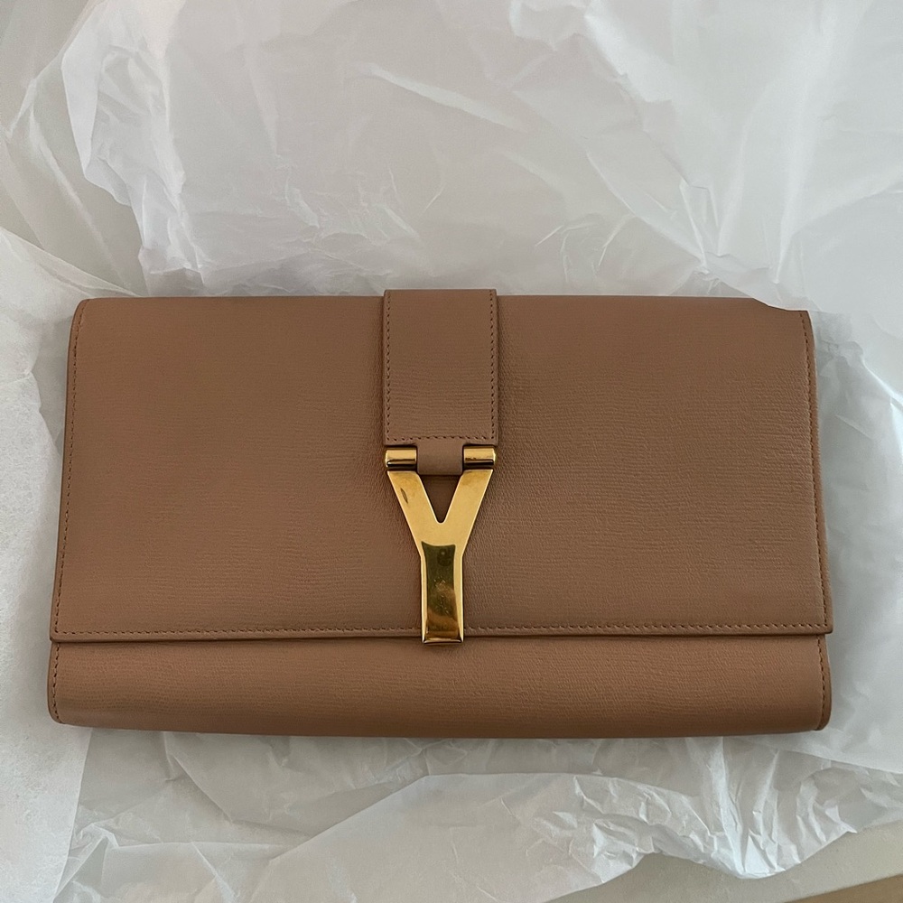 YSL Clutch with Gold Y Accent